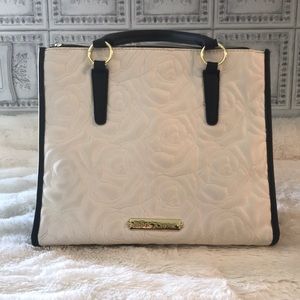 Black and White Rose Embroidered Purse